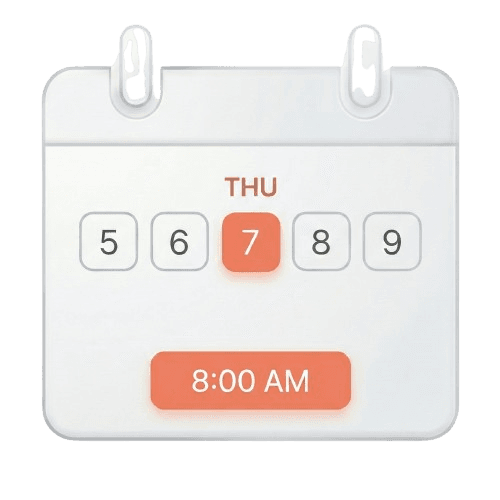 Calendar showing test scheduling